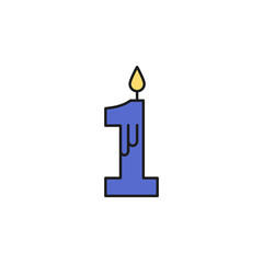 candle for 1 year colored icon. Element of birthday party icon for mobile concept and web apps. Colored candle for 1 year icon can be used for web and mobile