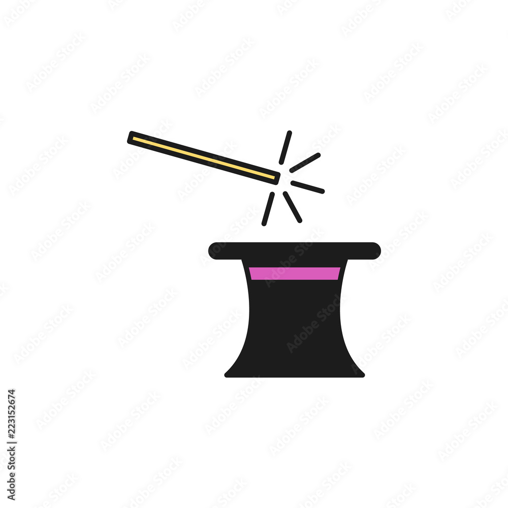 Poster magic hat colored icon. element of birthday party icon for mobile concept and web apps. colored magi