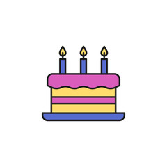 cake with candles colored icon. Element of birthday party icon for mobile concept and web apps. Colored cake with candles icon can be used for web and mobile