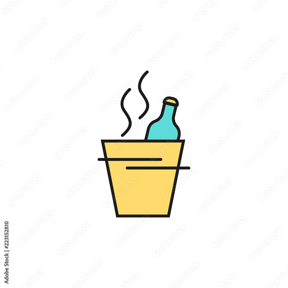 Poster champagne in a bucket colored icon. element of birthday party icon for mobile concept and web apps. 