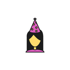 girl in a festive hat colored icon. Element of birthday party icon for mobile concept and web apps. Colored girl in a festive hat icon can be used for web and mobile