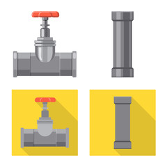 Isolated object of pipe and tube sign. Set of pipe and pipeline stock symbol for web.