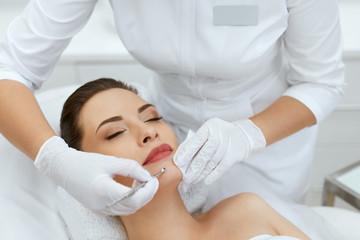 Beauty. Woman On Mechanical Facial Cleansing At Cosmetology