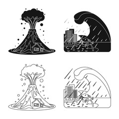 Vector illustration of natural and disaster logo. Set of natural and risk stock symbol for web.