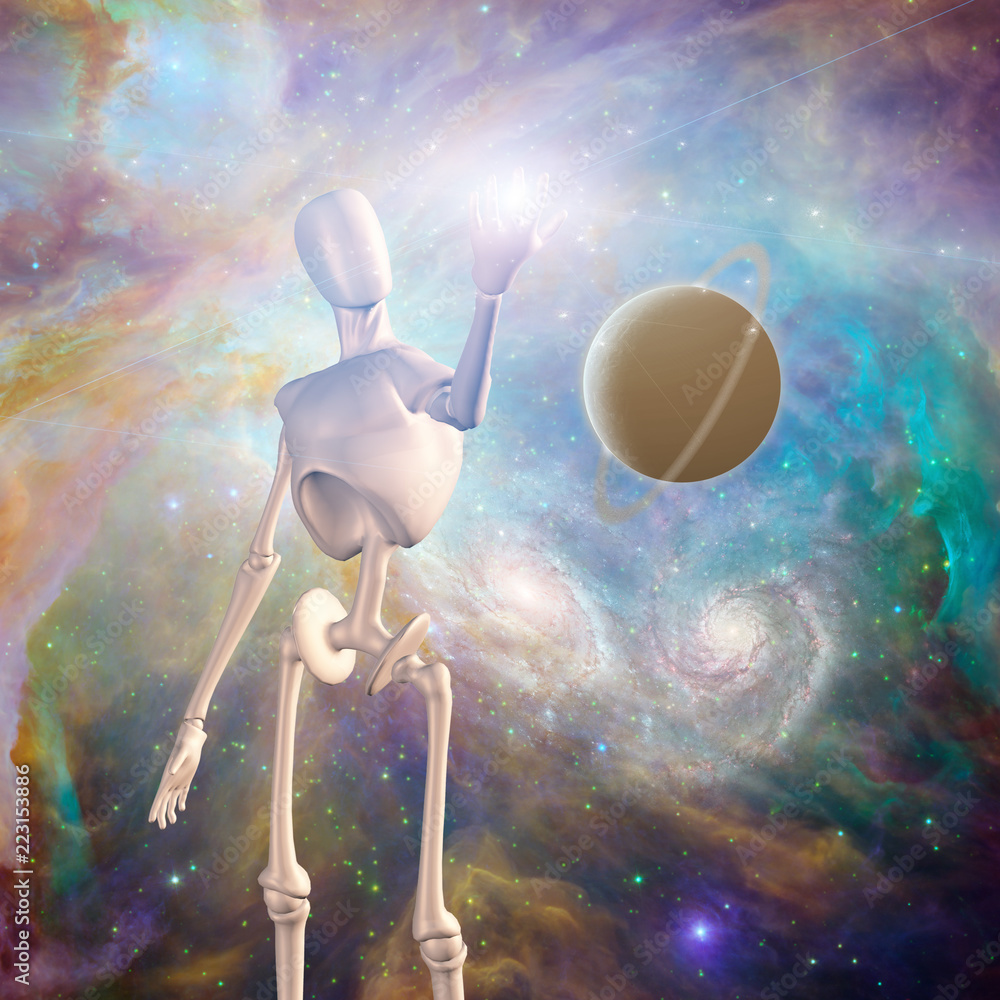 Poster alien robot and deep space