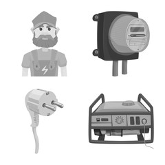 Isolated object of electricity and electric symbol. Collection of electricity and energy stock symbol for web.