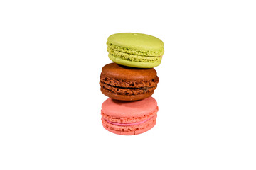Stack of the french macaroons isolated on a white background