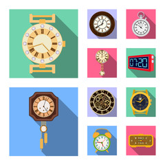 Fototapeta na wymiar Vector design of clock and time symbol. Set of clock and circle stock symbol for web.