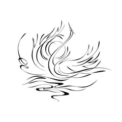 graceful swan dancing on the water, flapping wings