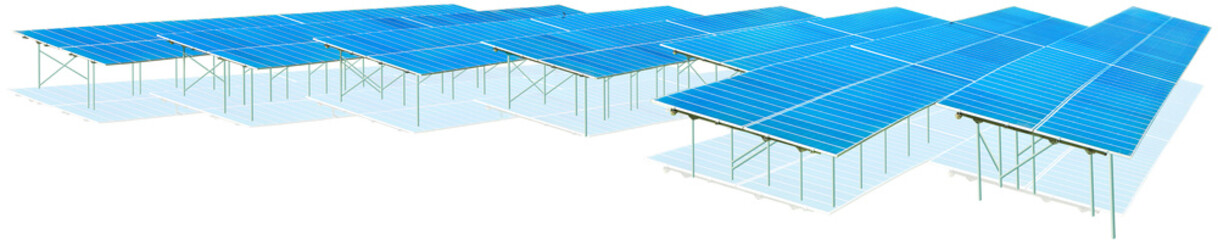 Panel of solar cells generating electricity in solar farm. (Renewable Energy Concept)
