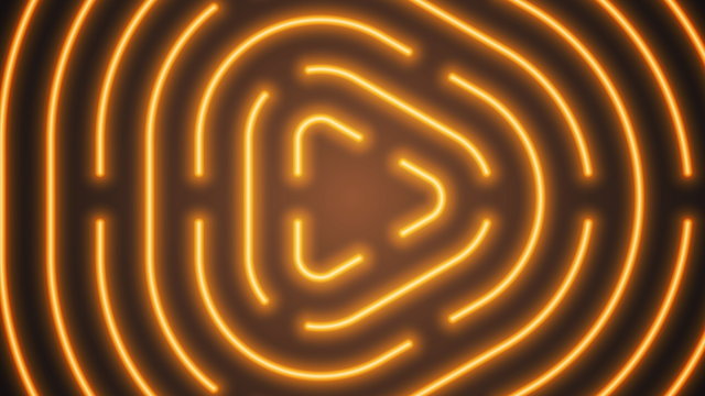 Vector Neon Orange Lighting Lines in Triangle Composition Abstract Minimalist Retro Wave Sci-Fi Technological Background. Realistic 3D Illustration