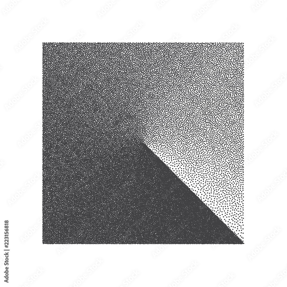 Poster minimal vector stippled square shape. dotwork art illustration. stippling background