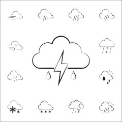 rain sign with a thunder-storm icon. Weather icons universal set for web and mobile