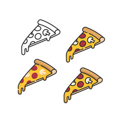 Pizza slices set with melting cheese