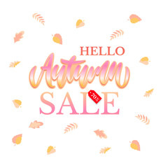 Trendy and elegant autumn background with lettering Hello autumn.