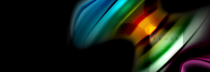 Rainbow fluid abstract shapes, liquid colors design, colorful marble or plastic wavy texture background, multicolored template for business or technology presentation or web brochure cover design