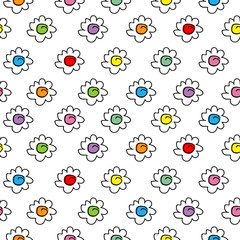 colored stylish seamless vector background with camomile flowers, small cute flowers