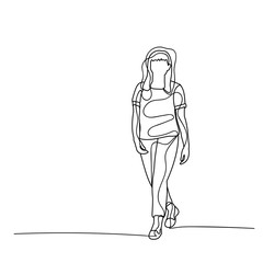 vector, isolated, sketch of a running girl