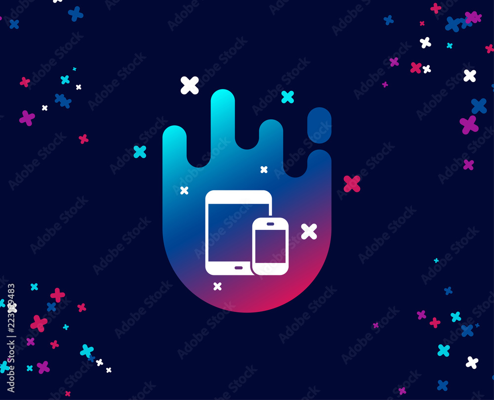 Poster mobile devices icon. smartphone and tablet pc signs. touchscreen gadget symbols. cool banner with ic
