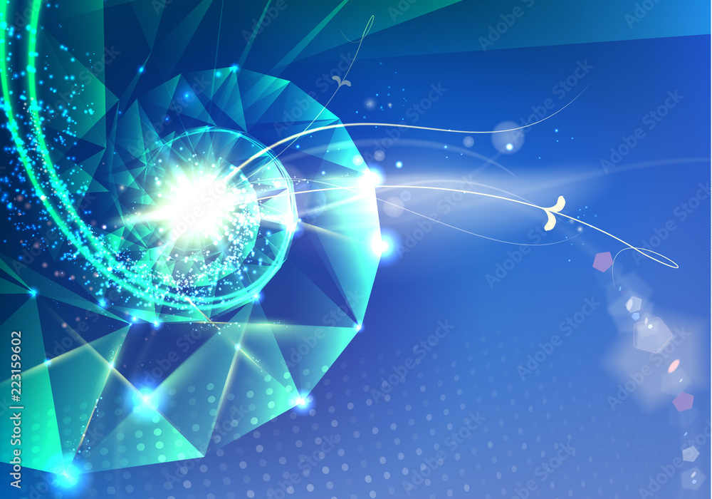 Poster abstract science design with polygons and triangles. dna molecule spyral background. vector illustra