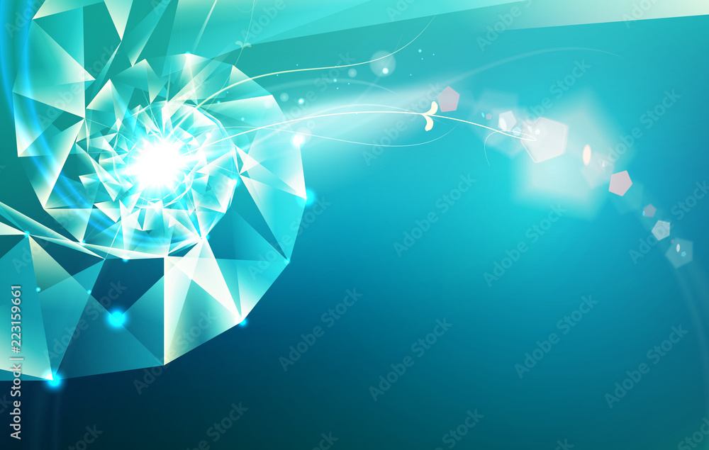 Poster abstract science design with polygons and triangles. dna molecule spyral background. vector illustra