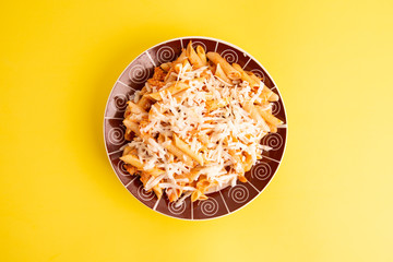 plate of macaroons in colorful background