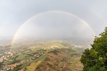 Rainbow over Italian countryside