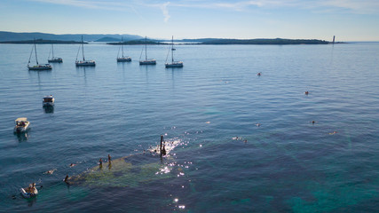 swimming over the old wreck Michelle, Adriatic sea, Croatia