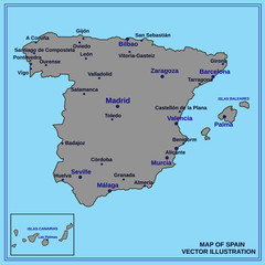 Spain map. Vector illustration.