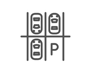 Parking place line icon. Car park sign. Transport symbol. Quality design element. Classic style parking. Editable stroke. Vector
