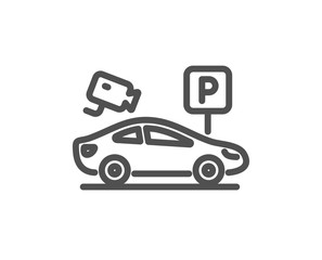 Parking with video monitoring line icon