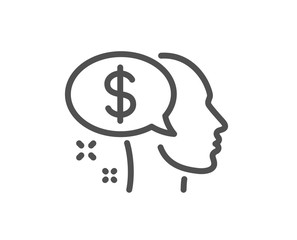 Pay line icon. Think about money sign. Beggar symbol. Quality design element. Classic style. Editable stroke. Vector