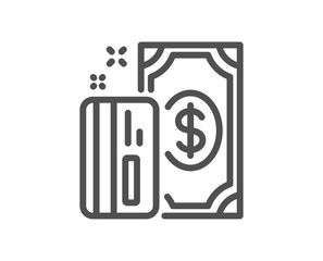 Money line icon. Payment methods sign. Credit card symbol. Quality design element. Classic style money. Editable stroke. Vector