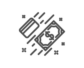 Money line icon. Payment methods sign. Credit card symbol. Quality design element. Classic style money. Editable stroke. Vector