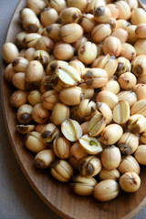 Fresh lotus seeds piled.