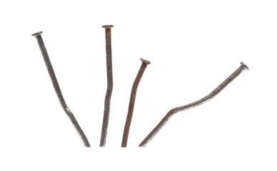Obraz premium Set old, rusty metal nail isolated on white background