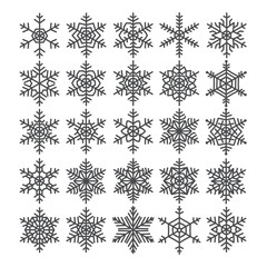 Snowflakes vector set. Vector pack of snowflakes design templates. Winter decoration elements