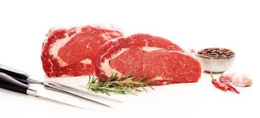 Steak raw. Barbecue Rib Eye Steak, dry Aged Wagyu Entrecote Steak. © beats_
