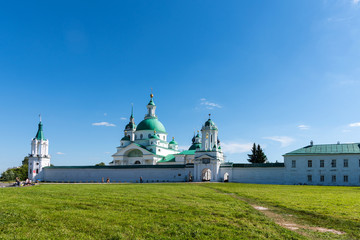 Fototapeta na wymiar Rostov the Great. Panoramic view of the Spaso-Yakovlevsky Monastery on a summer sunny day. Gold ring of Russia.