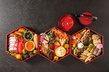 典型的なおせち料理 General Japanese New Year dishes(osechi)