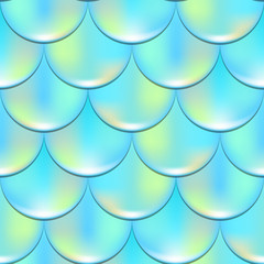Mermaid or fish scale seamless pattern with holographic effect. Iridescent mermaid vector background. © Elya.Q