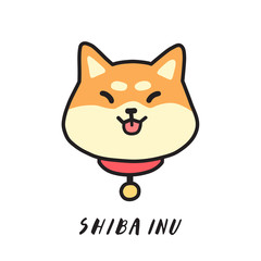 Cute shiba inu's head with tongue outside vector illustration.