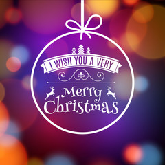 Fototapeta na wymiar Vector Merry Christmas card poster design. Invitation template for xmas holiday. Greeting ball decoration