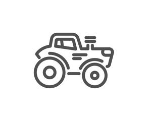 Tractor transport line icon. Agriculture farm vehicle sign. Quality design element. Classic style tractor. Editable stroke. Vector