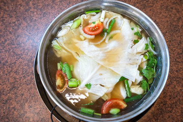 delicious taiwanese cuisine: beef hot pot, a famous snack cooked in Tainan Taiwan