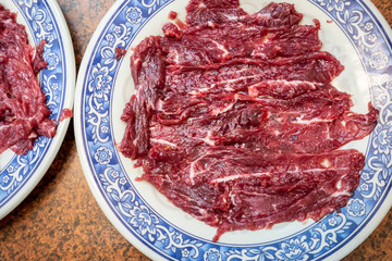 raw sliced beef
