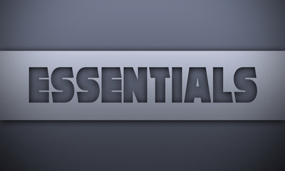 essentials - word on silver background