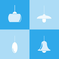 ceiling lamp icons set in blue background