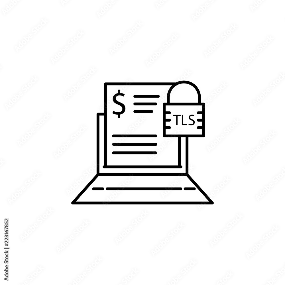 Poster tls payment protection. element of online shopping icon for mobile concept and web apps. thin line t