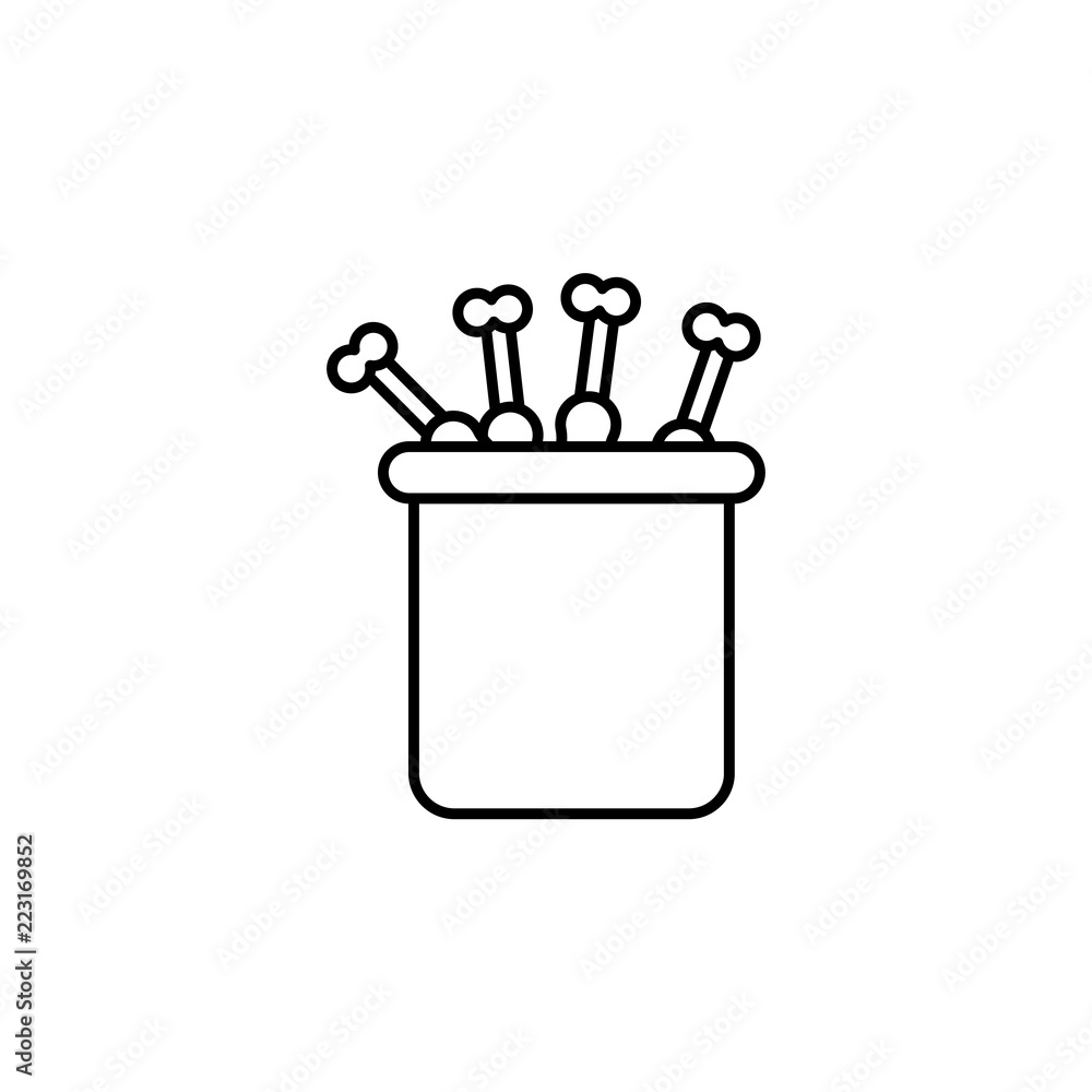 Poster box of chicken legs concept line icon. simple element illustration. box of chicken legs concept outl